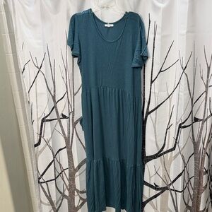 Maurices Teal Tiered Maxi Dress with Scoop Neck